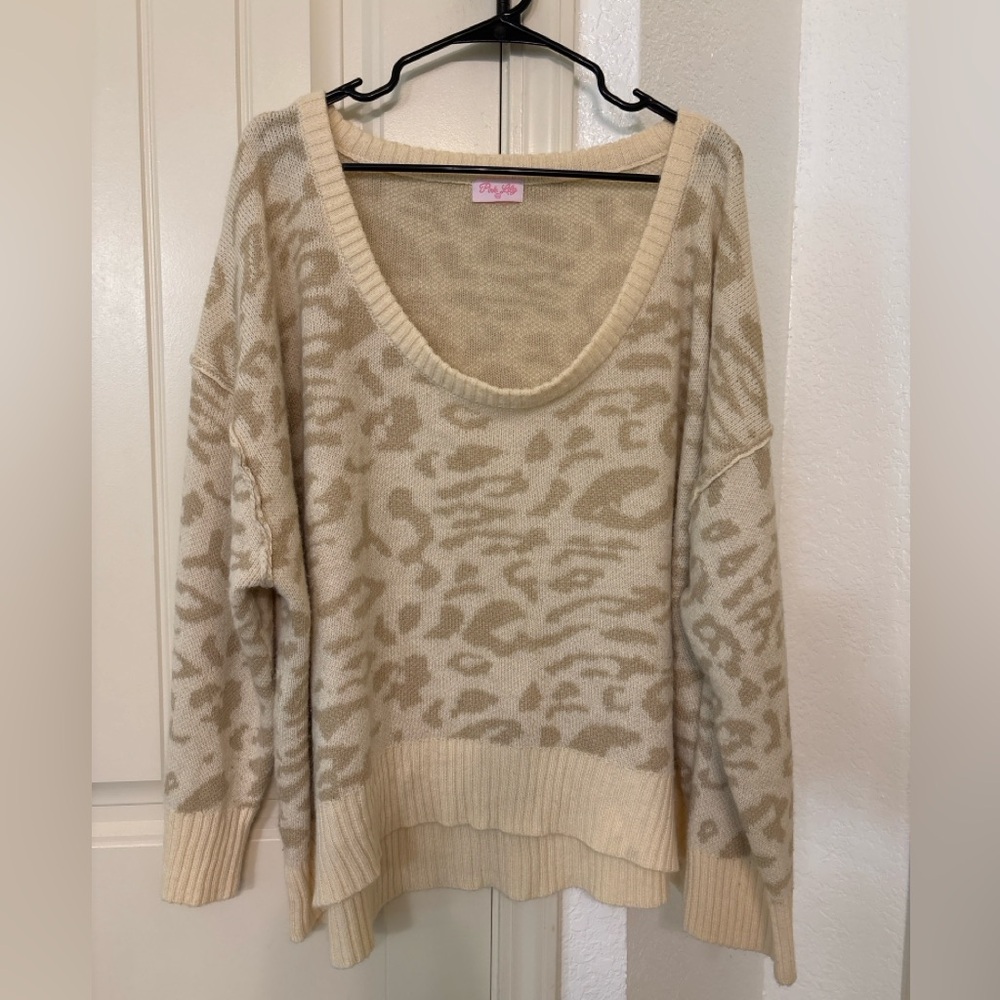 Pink Lily Leopard Print Sweater‎ Oversized Cozy Plus Size 3XL
